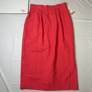Cricket Lane Womens Vintage Pink Linen Blend Pleated Midi Skirt Size 8 NWT
